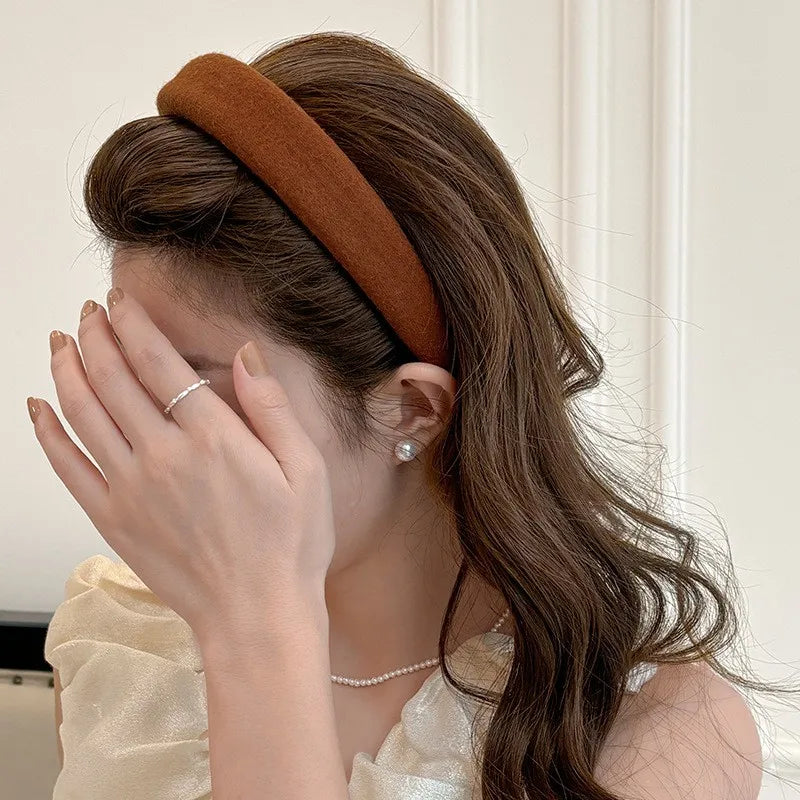 Wool Knitting Headband Hairbands Women Girls Sponge Padded Simple Hair Hoop Band Bezel Hair Accessories Autumn Winter Fashion