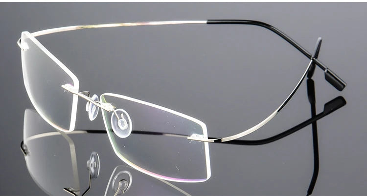 Titanium Alloy Ultra-Elastic Frameless Metal Glasses Frame for Men and Women, Rimless Myopia Prescription Glass Frames FJ868