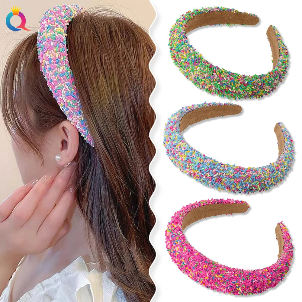 Sweet Donut Candy-Colored Wide Edge Headband for Girls Women Hairband Adult Fashion Hair Headwear Party Jewley Accessories