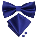 Dropshipping Solid Silk Mens Bow Tie Hanky Cufflinks Set Pre-tied Butterfly Knot Bowtie Wholesale for Male Wedding Business