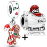 Buipoey 2pcs/lot Christmas Red Cane Gingerbread Man Charm Snowman Santa Beaded Sock Pendant DIY Beacelets jewelry Accessory Gift