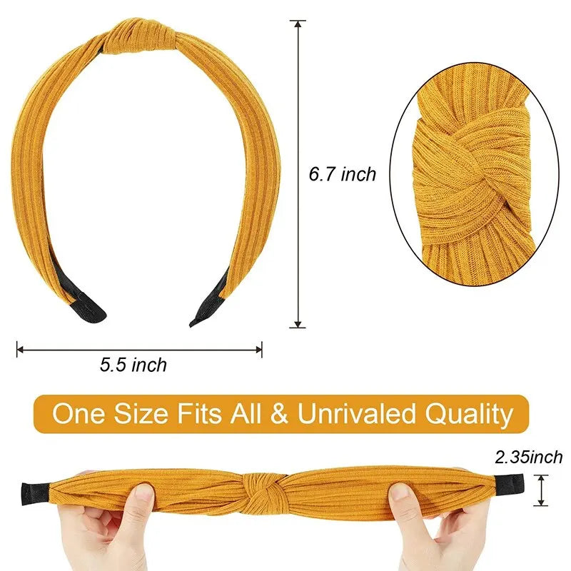 3Pcs Knotted Headbands for Women Girls Solid Color Hair Band Simple Cross Knot Hairbands Headwear Hair Accessories for Women
