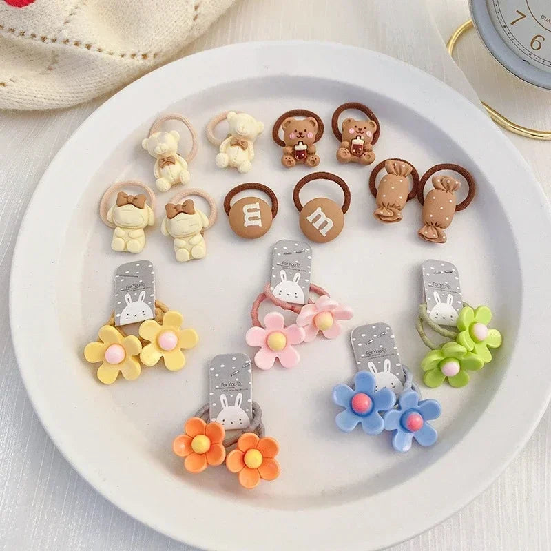 Hair Accessories Girls Bands Bandeau Cheveux Scrunchies Elastic Fille Korean Haarband Rubber Brown Children Gomas Gift Kids