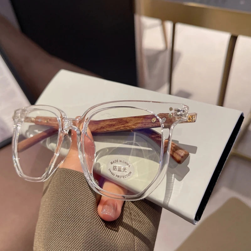 Luxury Blue Light Blocking Reading Glasses Women Men Wooden Legs Presbyopia Eyeglasses HD Lens Farsighted Eyewear with Diopter