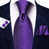 Hi-Tie Purple Lilac Floral Striped Silk Elegant Tie For Men Groom Wedding Men Necktie Pocket Square Cufflink Accessory Wholesale