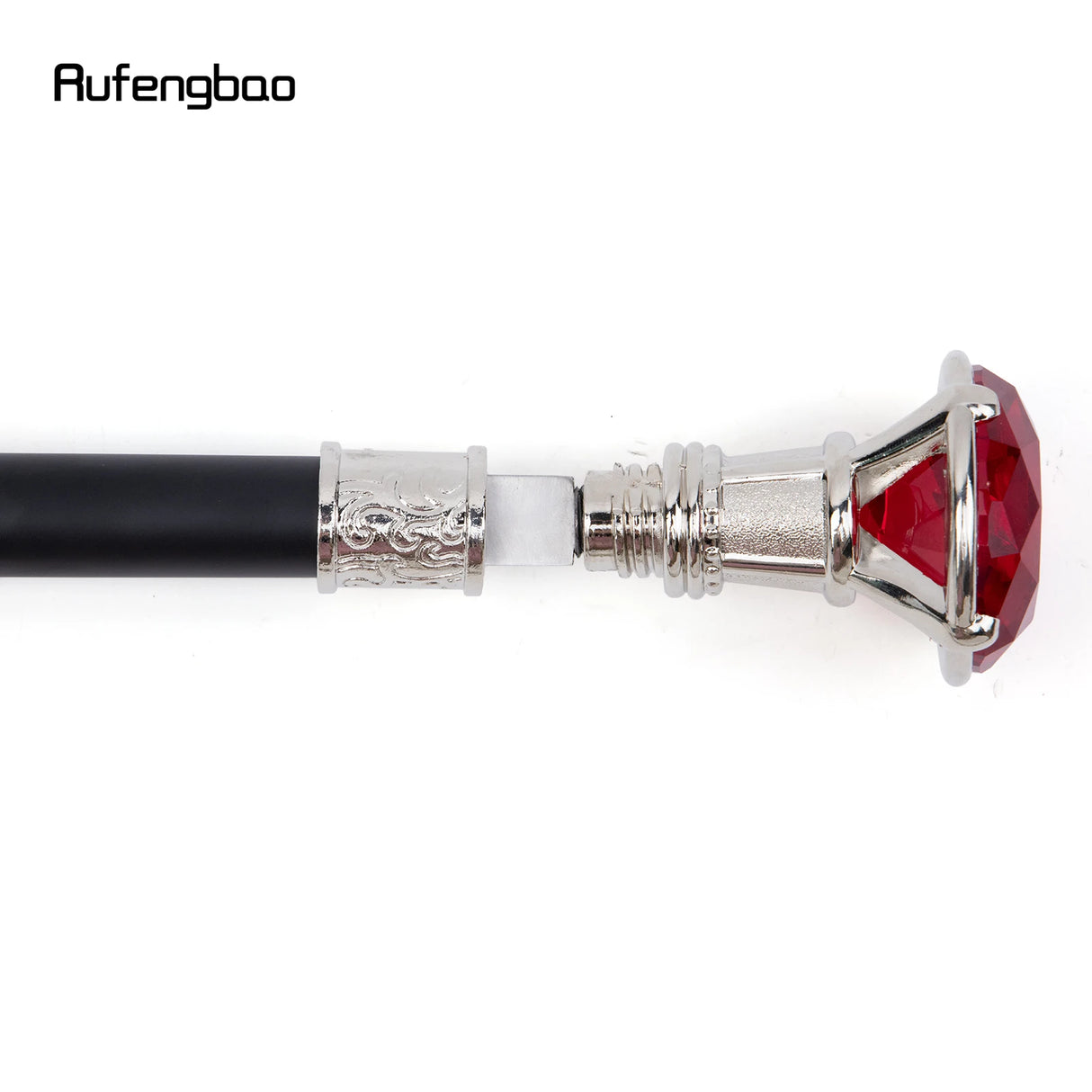 Red Diamond Type White Walking Stick with Hidden Plate Self Defense Fashion Cane Plate Cosplay Crosier Stick 90cm