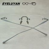 EYELUYAN Prescription Glasses 1.61 MR-8 Anti Radiation Aspheric Lens Myopia Optical Rimless Eyeglasses Pure Titanium Frame