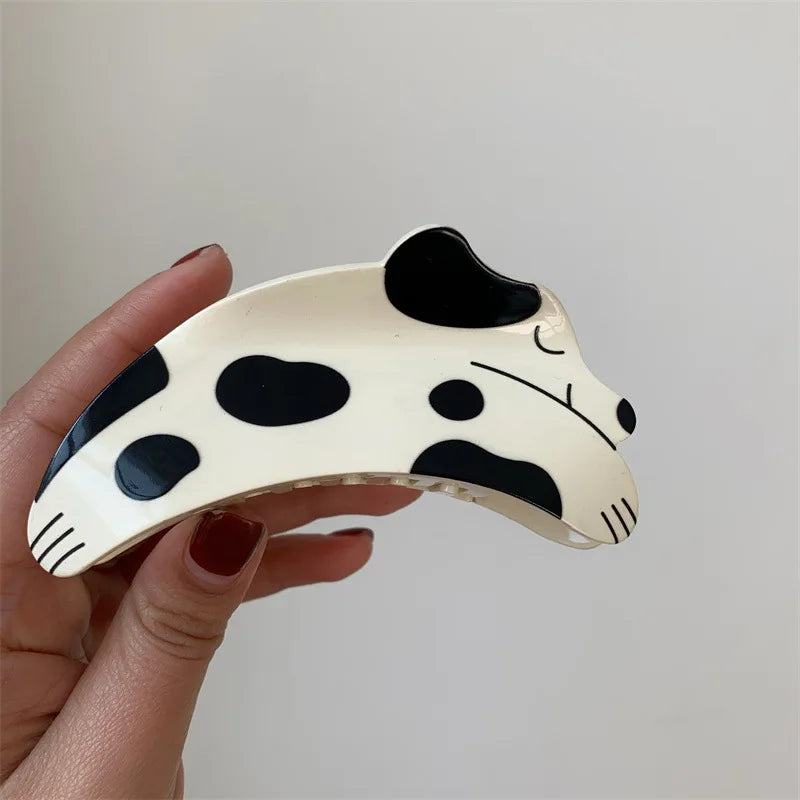 Fun Acetic Puppy Hair Clip Spotted Dog Rhinestone Shark Clip Cute Cartoon Animal Grab Clip Hairpin Women Hair Accessories Gifts