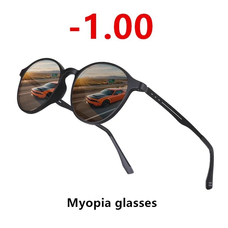 Ultralight Titanium Small Round Frame Men Anti-blue light Myopia Glasses Sunglasses Trend Wild Nearsighted Sun Glasses -1.0~-6.0