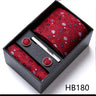 Brand Wholesale Tie Pocket Squares Cufflink Set Necktie Blue Striped Man Wedding Accessories Fit Workplace Holiday Gift Box