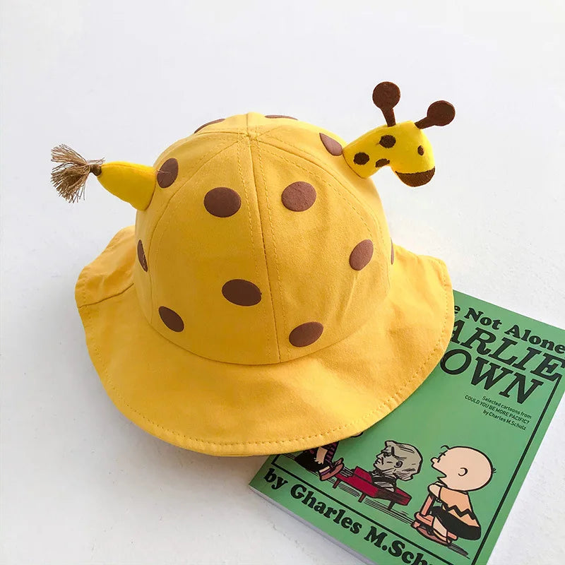 Cartoon Giraffe Baby Fisherman Cap Cute Deer Bucket Hat for Toddler Boy Girl Summer Soft Cotton Kids Sun Visor Hats