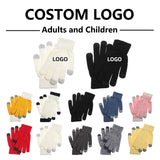 Custom LOGO Printing Pattern Gloves Full Finger Touch Screen Knit Mittens Wool Gloves Men Women Autumn Winter Fleece Warm Gloves