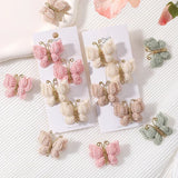 4Pcs/set Butterfly Hair Clip Set for Girls Double Layered Bow Cute Bangs Hair Pin Cotton Safe Kids Baby Hair Accessories Set