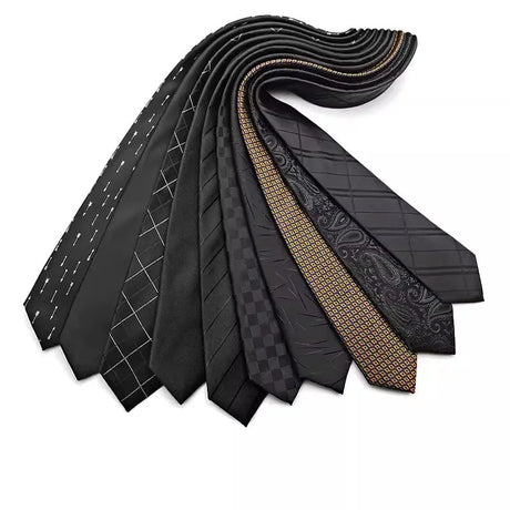 Luxury Slim Narrow Skinny 6CM Mens Necktie Neck Ties For Man Black Solid Dot Striped Jacquard Cravat Business Party Corbatas