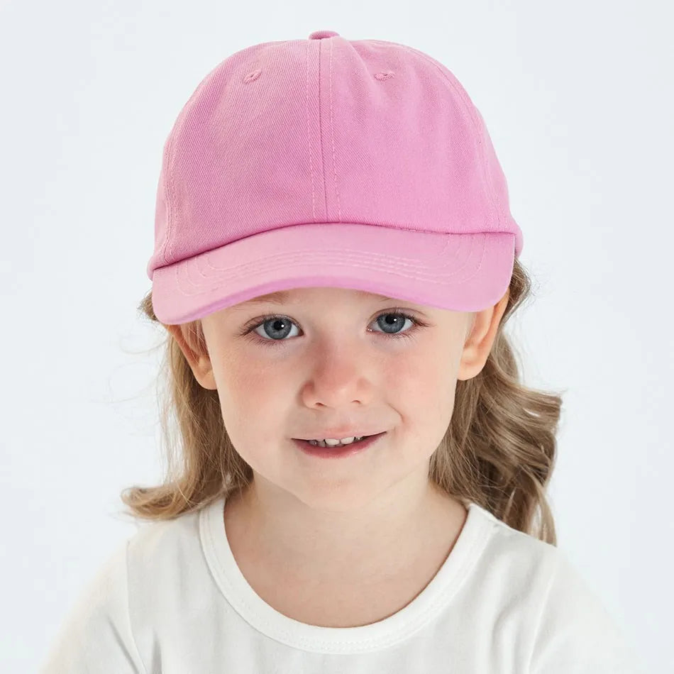 Kids Caps Children Solid Color Cotton Breathable Snapback Cap Baby Cute Adjustable Sunhat Girls Summer Baseball Hats 1-5 Years