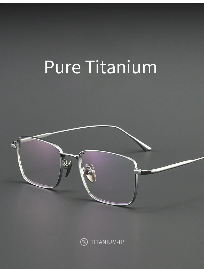 Xbora Men's Ultra-Light Pure Titanium Glasses Frame Business Square Flexible Optical Women's Prescription Eyelasses 1908