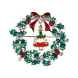 Christmas Wreath Collection Enamel Crystal Brooches With Candy Canes Bells Santa Claus Reindeer Snowman Snowflake Tree Drop