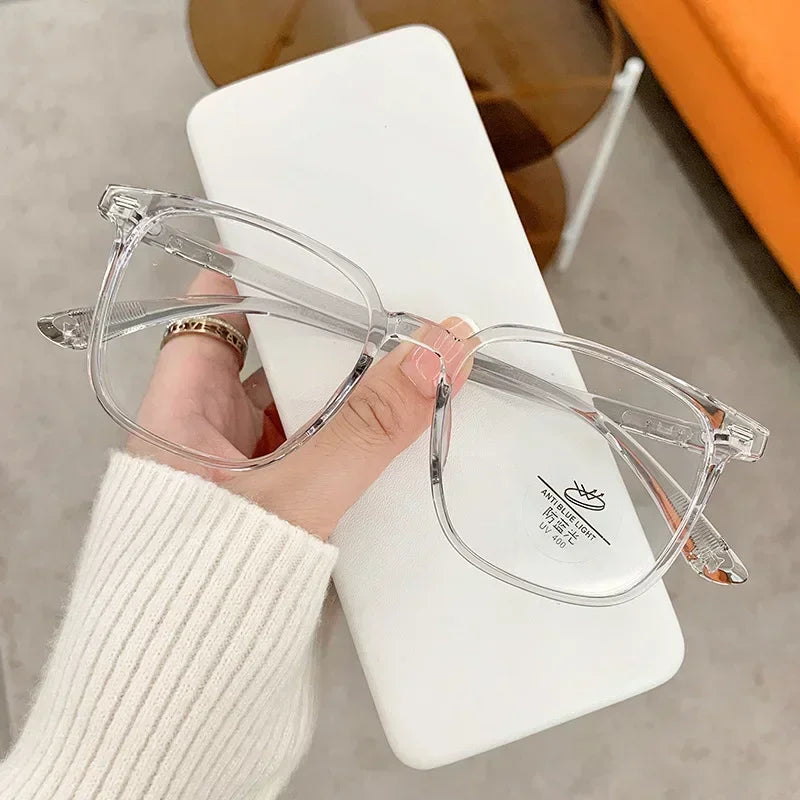 Blue Light Blocking Ladies Square Myopia Glasses New Trendy Finished Near Sight Eyeglasses Prescription Minus Eyewear Diopter