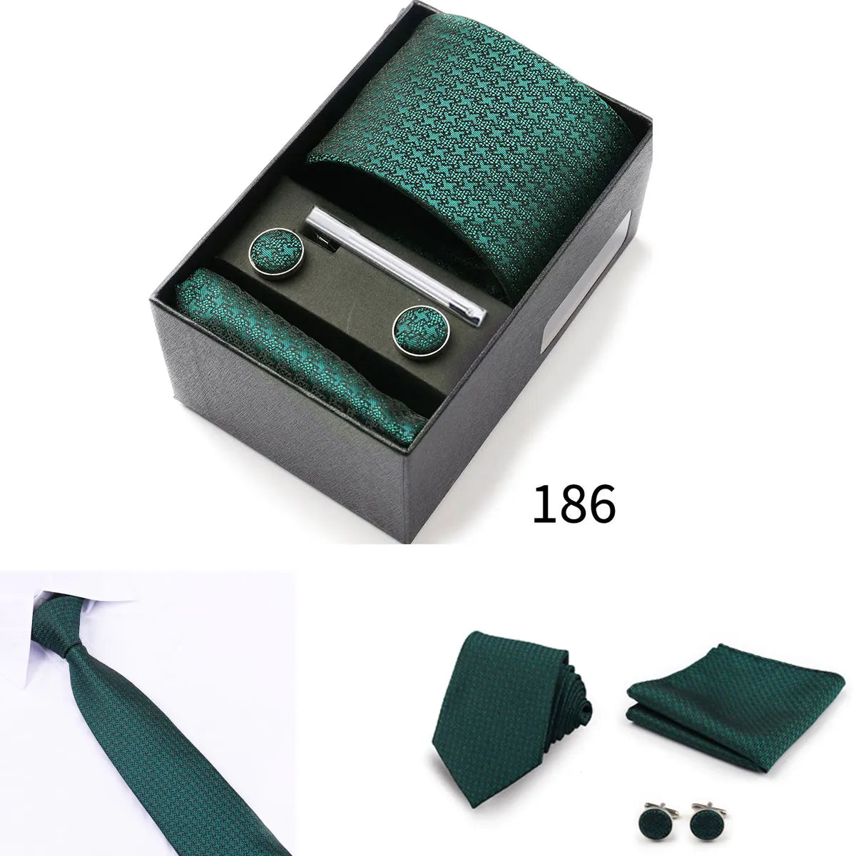 Men's Tie Gift Box With Neckties Handkerchiefs Cufflinks Tie Clips 6-Piece sets Group Business Wedding Festival Formal Ties