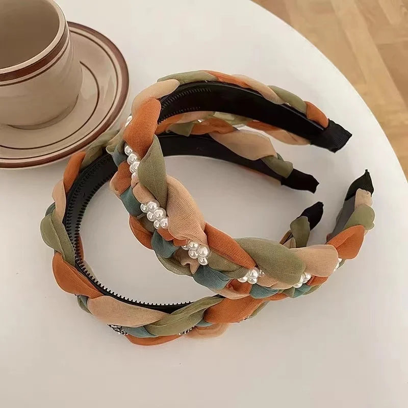 Girls Non-slip Headbands Braided Hair Bands Pearl Hair Bands Daily Hair Accessories Girls Hair Accessories