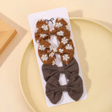 4Pcs/Set Lovely Cotton Bowknot Clips Safe Hairpins Girl Fresh Pastoral Hairclips Baby Hair Accessories Kids Print Hairgripe Gift