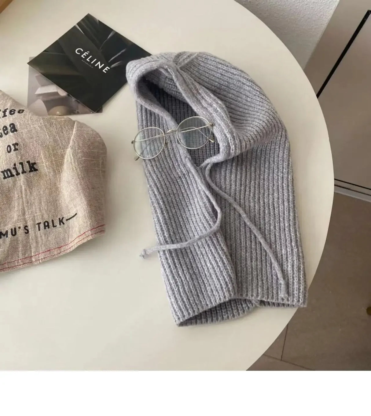 Winter Womens Hats Unisex Knitted Hooded Neck Collar Cap Beanie For Men & Women Drawstring One-Piece Hats Warmer Balaclava Cap