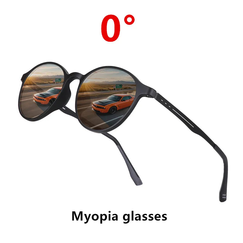 Ultralight Titanium Small Round Frame Men Anti-blue light Myopia Glasses Sunglasses Trend Wild Nearsighted Sun Glasses -1.0~-6.0