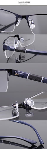 Men's Blue Light Blocking Reading Glasses Vintage Retro Metal Half Frame Eyeglasses Unisex Classic Business Eyewear Presbyopia