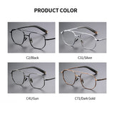 Trendy Men's Large size Titanium Frames Stylish, Double Bridge, Casual, Comfortable, Optical Prescription Eyewear for Men 07518