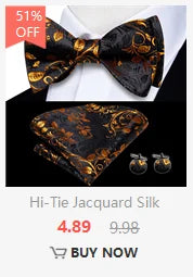 Hi-Tie Brand Silk Pre-tied Men's Bow Tie Hanky Cufflinks Set Bowtie for Male Jacquard Solid Paisley Floral Wedding Business Gift