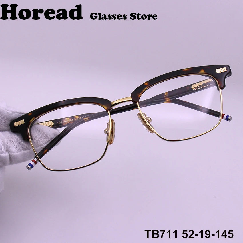 Men Square Business Titanium Acetate Glasses Frame Fashion Brand Designer Ultra-light Eyeglasses TB711 Sun Sunglasses Glasses