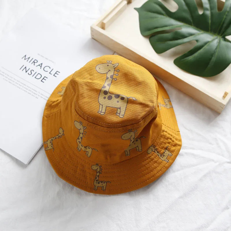 Cartoon Giraffe Baby Bucket Cap Outdoor Beach Children Sun Hat Kids Panama Cap Baby Boys Girls Cap