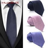 HUISHI 8cm Dot Neckties Skinny Fashion Business Men Polyester Microfiber Neck Tie Polka Check Men Neckie For Gentlemen Wedding