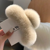 Muweordy New Oversized Faux Fur Big Crab Hair Clip for Girls Rabbit Hair Claw Clips Cute Plush Ponytail Women's Hair Barrettes