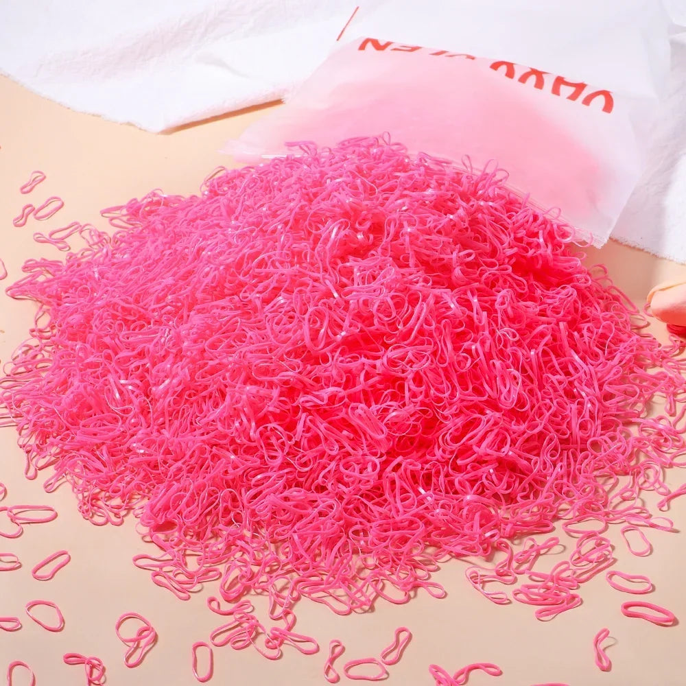 500/1000/2000pcs Girls Black Disposable Rubber Band Hair Ties Headband Children Ponytail Holder Bands Kids Hair Accessories