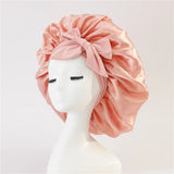 New Satin Sleeping Cap For Women Solid Wide Band Stretch Head Tie Silky Bonnet Edge Wrap Nightcap Hair Care Shower Head Cover