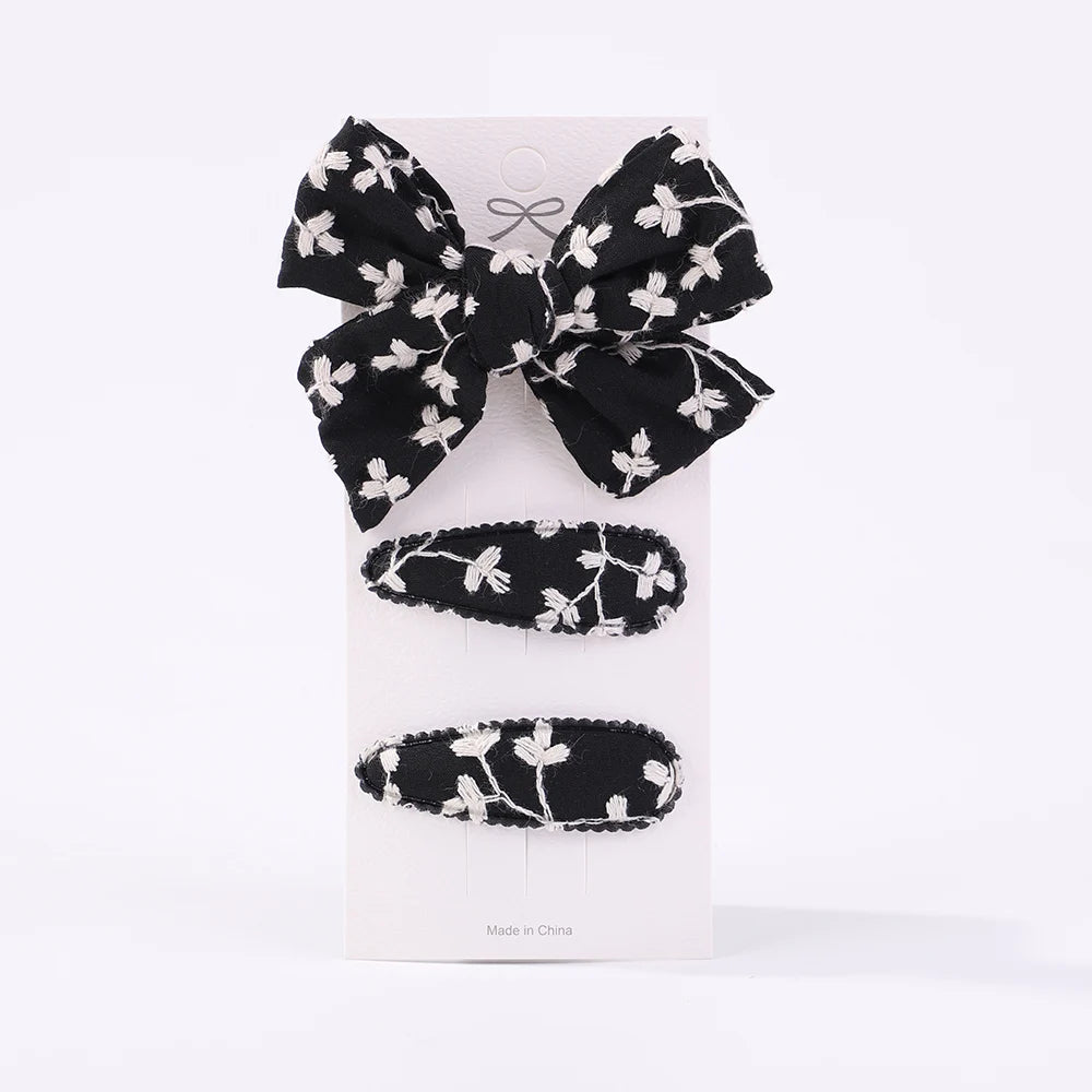 10Pcs/set 2.2'' Printed Embroidery Waterdrop Shape Hair Clips For Cute Girls BB Hairpin Barrettes Headwear Kids Hair Accessories