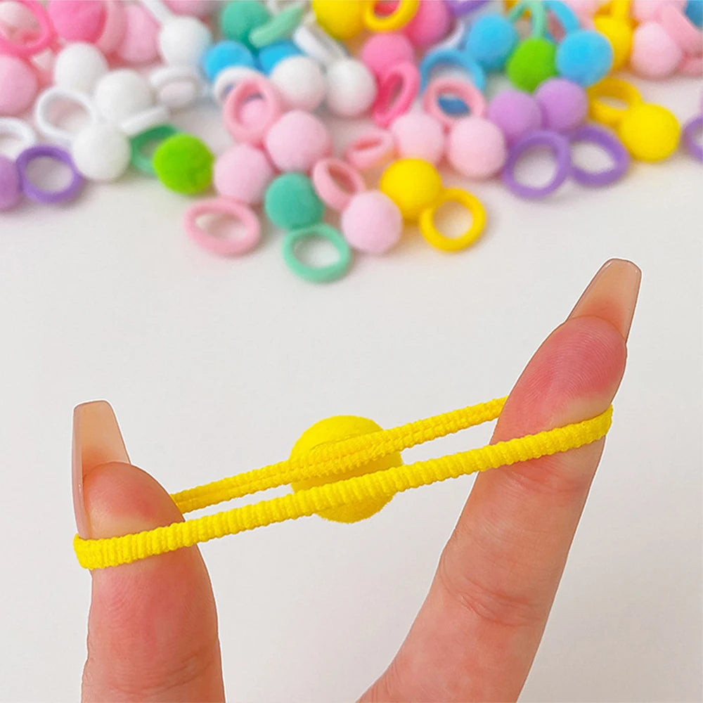 10 Pairs Baby Girls Elastic Hair Bands Plush Ball Rubber Bands Sweets Scrunchie Hair Ties Random Color Kids Hair Accessories