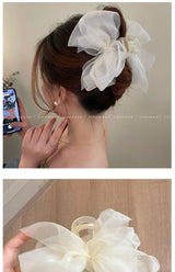 New Mesh Bow Grip Clip Female Ponytail Braid Hair Claw Clip Elegant Girl Hair Clip Hair Accessories Gift Headdress