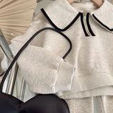 Ensemble deux pièces décontracté pour fille, style coréen, printemps-automne, col poupée, sweat à capuche et pantalon à manches longues, 3-7 ans