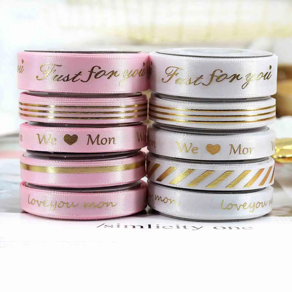 5Yards Mother's Day Thread Ribbons Cake Gifts Box Packaging Wedding Bouquet Birthday Christmas Bowknot Scene Party Decoration