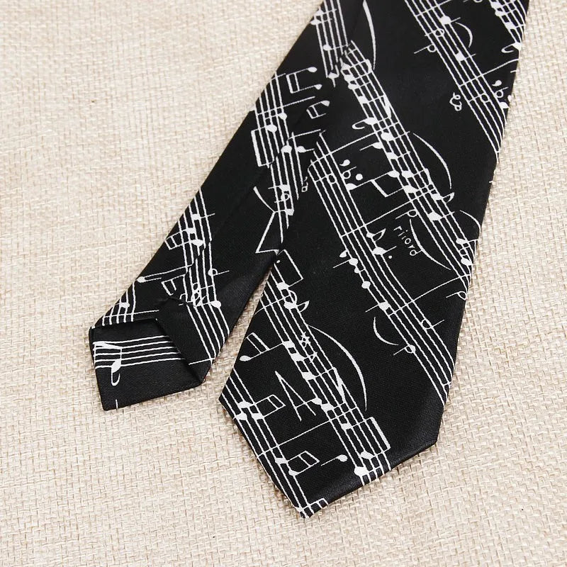 Classic Fashion Men's Skinny Tie Colorful Musical Notes Printed Piano Guitar Polyester 5cm Width Necktie Party Gift Accessory