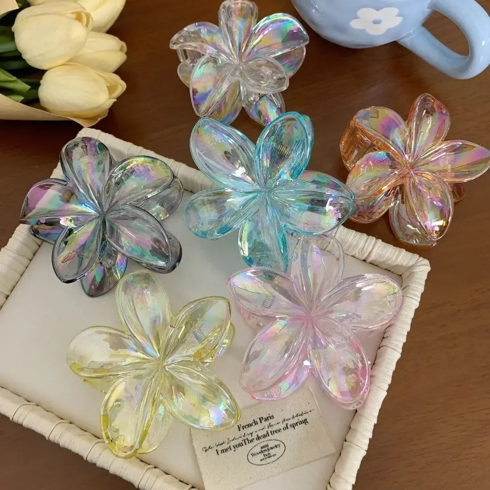 Hairpin Flower Hair Clip Cute Grab Clip Plastic Large Hair Claw Beach Headwear Hair Accessories Transparent Hair Clip Female