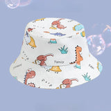Cute Cartoon Printing Bucket Baby Hat Cotton Breathable Kids Fisherman Hat Infant Toddle Sun Hat with Drawstring for 1-5 Years