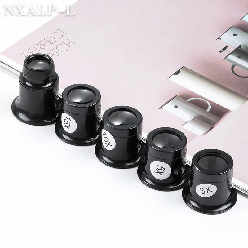 4/Set 3X 5X 10X 15X 20X Eyeglass Magnifier Eye Loupe Lens Portable Eyepiece Process Operation for Watchmaker Watch Repair Tools