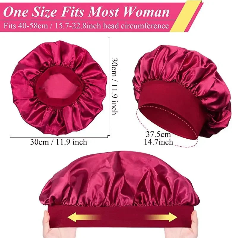 Newly Satin Night Hair Cap Women's Solid Sleeping Hat Sleep Care Bonnet Nightcap for Women Unisex Cap