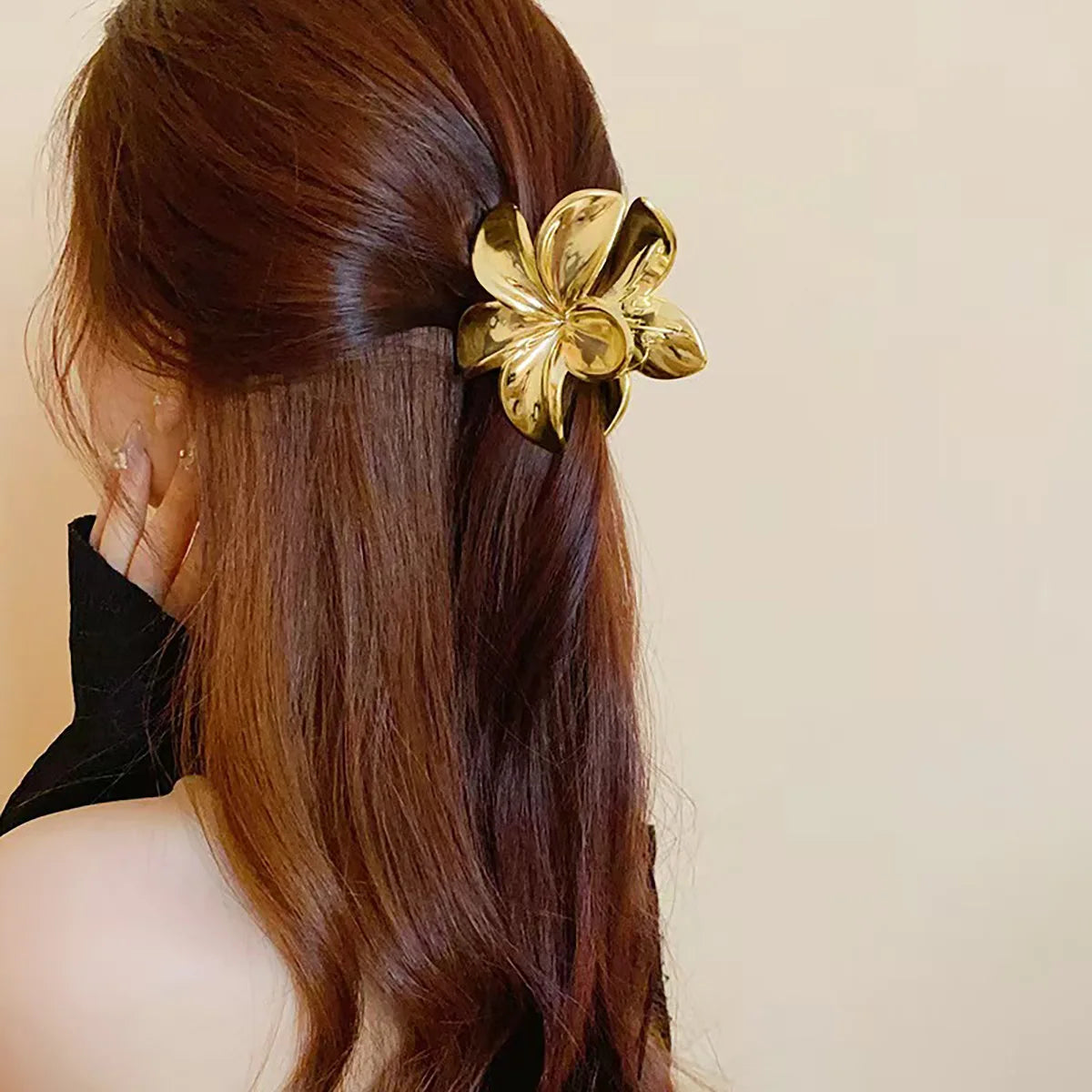 1-4Pcs Fashion Flower Hair Claw Clips for Women Gold Silver Color Large Hairpins Ponytail Shark Clip Headdress Hair Accessories