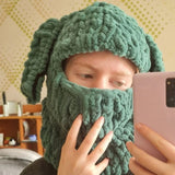 Winter Cartoon Knitting Hat Cute Animal Ear Cosplay Hat Outdoor Sport Hat Woolen Caps Windproof Headwear Balaclava Photo Props