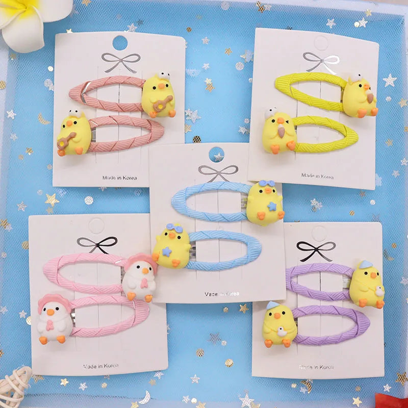 2 Pcs Lovely Little Chicken Children Elastics Hair Bands Hairpins Hair Clips Headwear Barrette Baby Girls Kids Hair Accessories