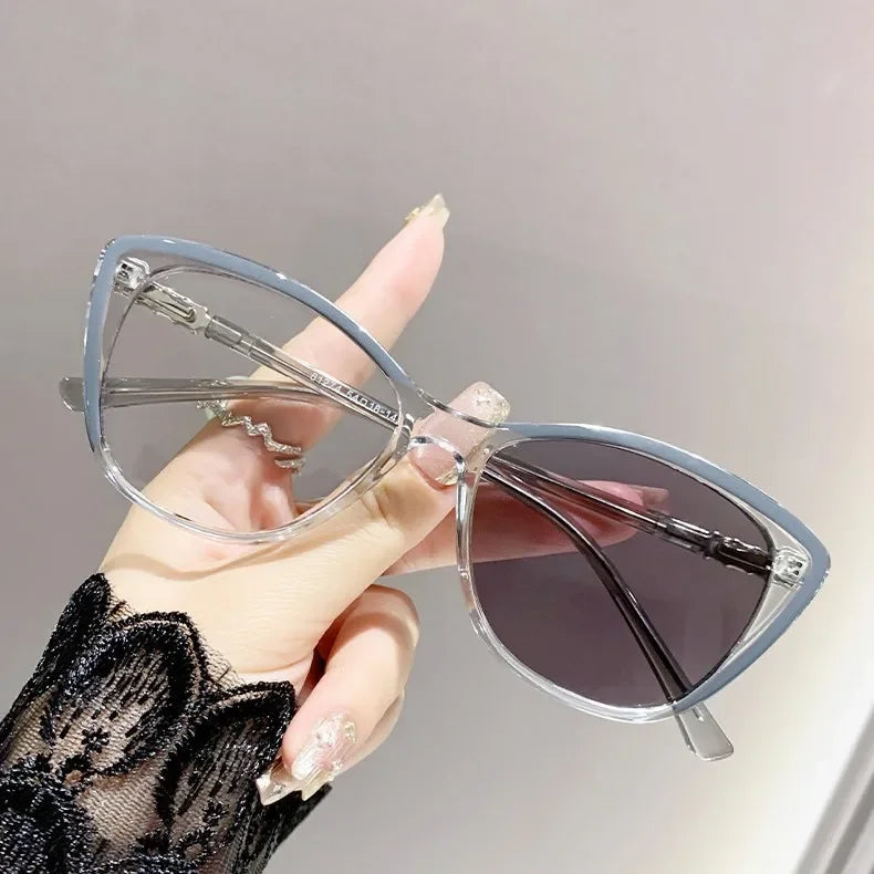 2025 Blue Light Blocking Myopia Glasses Women Men's Cat Eye Frame Photochromic Eyewear Minus Diopter Short-sight Eyeglasses